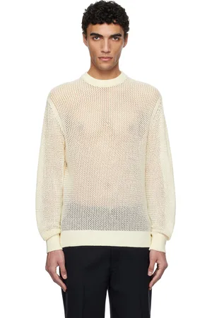 vowels Off-White Cotton Mesh Knitted Sweater