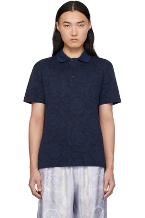 VERSACE Navy Barocco Polo