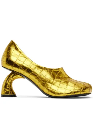 DRIES VAN NOTEN Gold Square Toe Heels