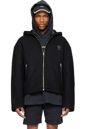 Acne Studios Black Hooded Wool Blend Jacket
