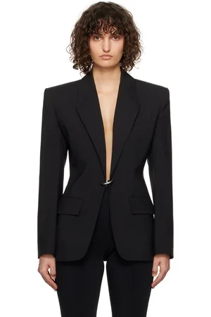 MUGLER Black Pierced Tailored Blazer