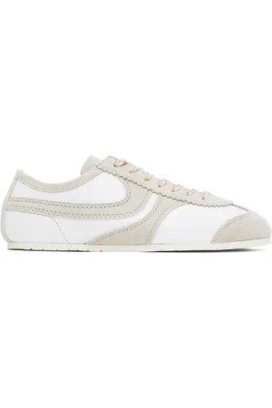 DRIES VAN NOTEN Taupe & White Suede Sneakers