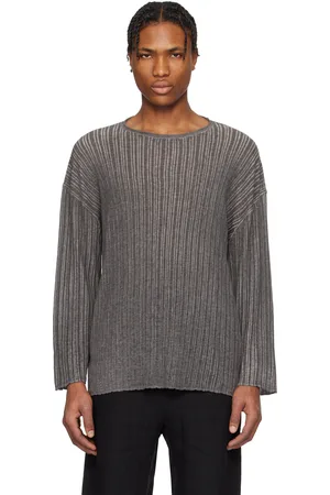 Professor.E Gray Semi-Sheer Dirt Knit Sweater