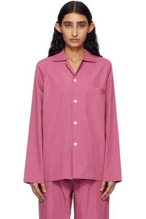 Tekla Pink Poplin Long-Sleeved Pyjama Shirt