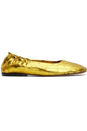 DRIES VAN NOTEN Gold Metallic Ballerina Flats