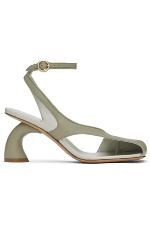 DRIES VAN NOTEN Green Asymmetrical Heeled Sandals