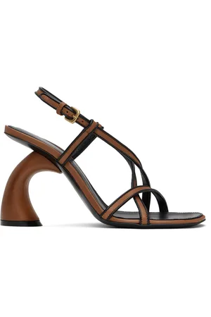 DRIES VAN NOTEN Tan & Black Trimmed Heeled Sandals