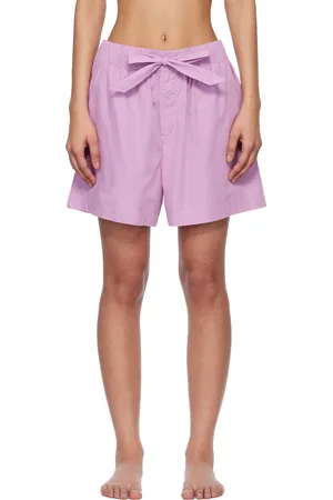 Tekla Purple Poplin Pyjama Shorts