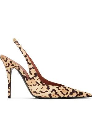Amina Muaddi Beige & Brown Anok Sling 105 Heels