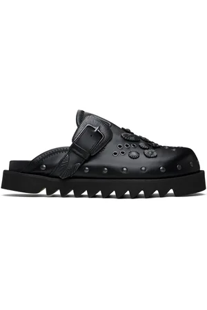 TOGA VIRILIS SSENSE Exclusive Black Eyelet Metal Sabot Slip-on Loafers