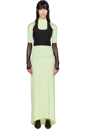 JOHANNA PARV Green Lycra Silicone Dots Maxi Dress