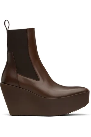 Rick Owens Brown Hollywood Sliver Platform Beatles Chelsea Boots