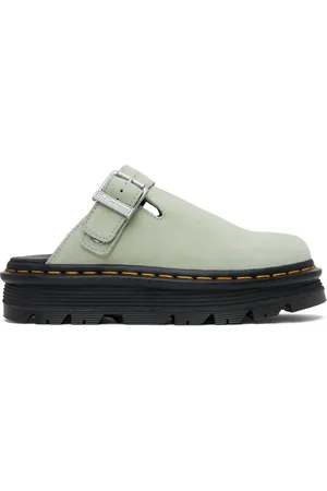 Dr. Martens Green ZebZag Suede Slingback Platform Mules
