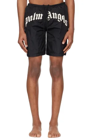 Palm Angels Black Curved Logo Swim Shorts