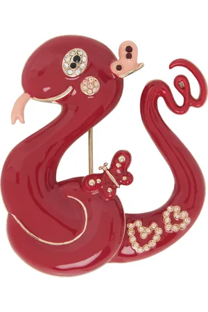 Max Mara Red & Gold Carella Brooch