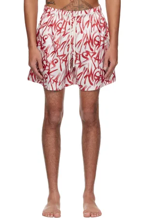 Palm Angels Red & White Graffiti Swim Shorts