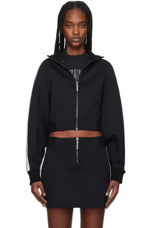 Palm Angels Black Neoprene Cropped Track Jacket