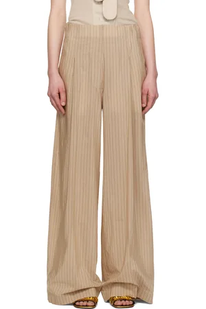 DRIES VAN NOTEN Beige Striped Trousers