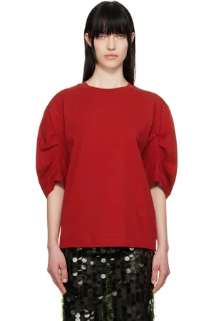 DRIES VAN NOTEN Red Pleated T-shirt