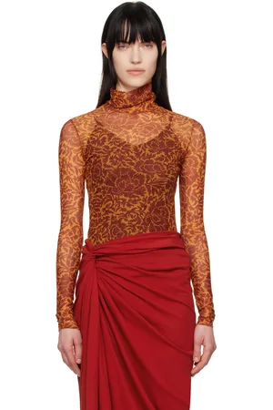 DRIES VAN NOTEN Orange Printed Turtleneck