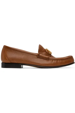VALENTINO GARAVANI Brown VLogo Signature Buffalo Loafers