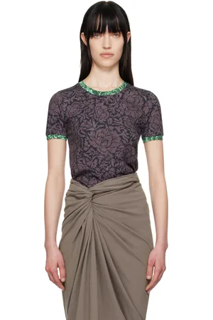 DRIES VAN NOTEN Purple & Green Printed Contrast T-shirt
