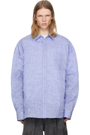 JUUN.J Blue Crinkled Stripe Shirt