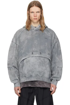JUUN.J Gray Racer Patched Dyed Hoodie
