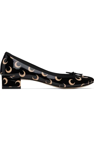 Marine Serre Black & Beige Repetto Edition Camille Moon Printed Leather Heels