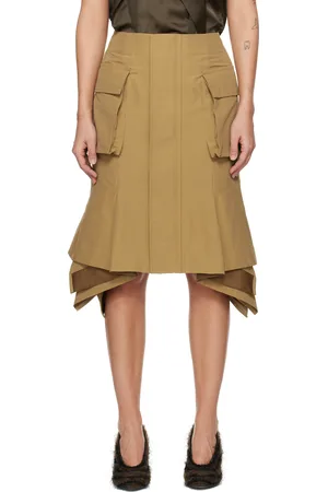 SACAI Beige Grosgrain Midi Skirt