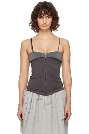 OPEN YY Gray Contrast Trim Tank Top