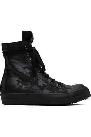 Rick Owens Black Hollywood Megacrust Denim Sneaks Sneakers