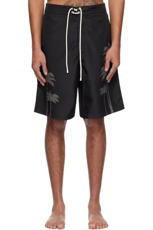 Palm Angels Black Palms Print Swim Shorts