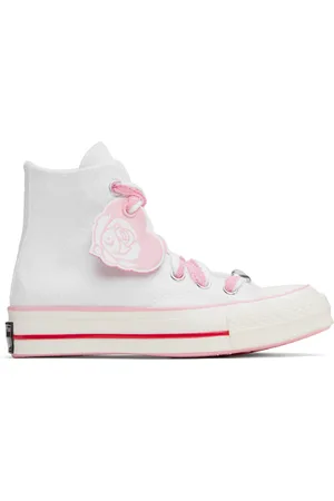 Converse White & Pink Chuck 70 High Top Sneakers