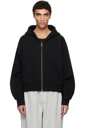 Recto Black Logo Detail Zip-Up Hoodie