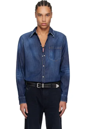 Dsquared2 Blue Dark Wash Tab Denim Shirt