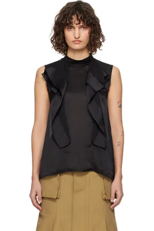 SACAI Black Satin & Chiffon Blouse