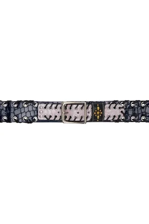 Chopova Lowena Navy & Purple Frei Croc Trouser Belt