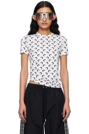Marine Serre White Recycled Moon Jersey Second Skin T-shirt