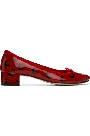 Marine Serre Red & Black Repetto Edition Camille Moon Printed Leather Heels