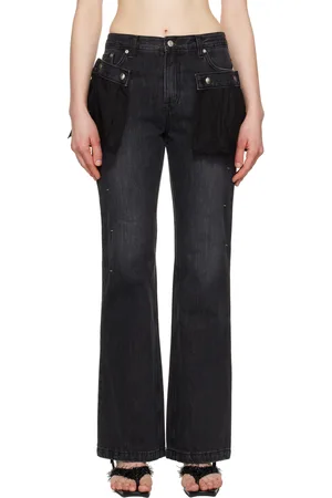 Andersson Bell Black Flower Lace Attached Bootcut Jeans