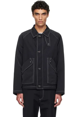 Thom Browne Navy Typewriter Cloth Cropped Field Jacket