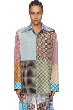 Marine Serre Multicolor Regenerated Silk Scarves Lapel Collar Shirt