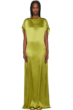 DRIES VAN NOTEN Green Silk Floor Length Maxi Dress