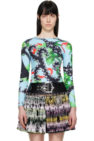 Chopova Lowena Blue Spangle Tangle Fitted Jersey T-shirt