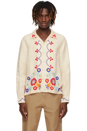 BODE Off-White Beaded Garden Party Shirt