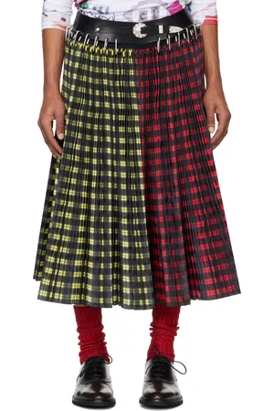Chopova Lowena Red & Yellow Split Carabiner Midi Skirt