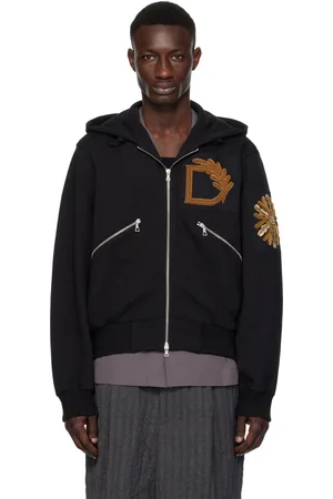 DRIES VAN NOTEN Black Embroidered Hoodie