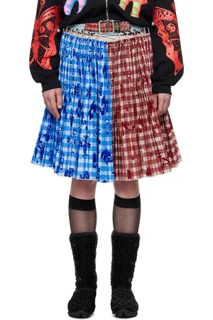 Chopova Lowena Blue & Red Maverick Knee Carabiner Skirt Midi Skirt