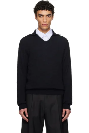 mfpen Black V-Neck Collar Sweater